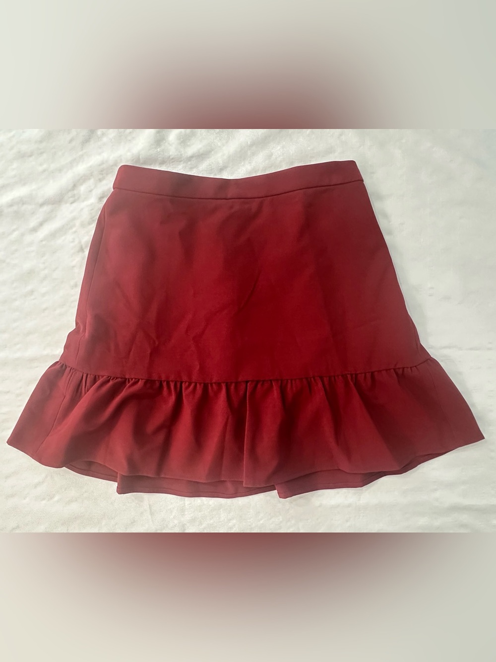 J. Crew Mercantile Burgundy Ruffle Hem Mini Skirt Size 6 NWT